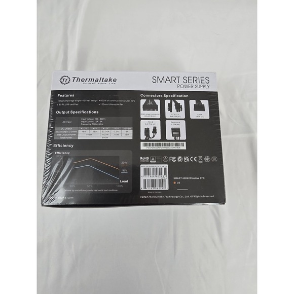 Thermaltake SMART 600W ATX 12V V2.3EPS 80 Plus Certified Active PFC Power Supply - Picture 2 of 6